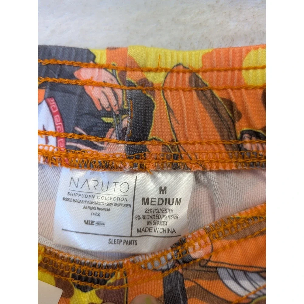 NEW Naruto Sleep Pants Men's‎ Medium Orange Camo Ramen Character Print Pajamas
